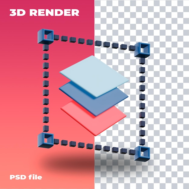 PSD psd layer 3d icon high resolution  transparent 3d render