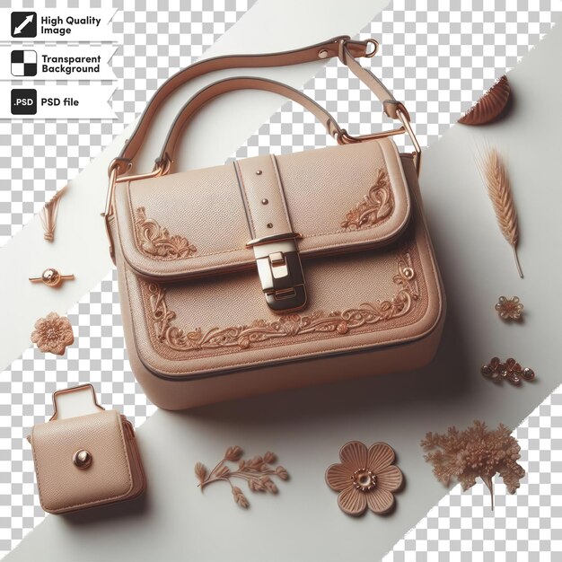 PSD psd leather handbag on transparent background