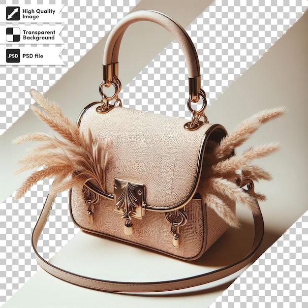 PSD psd leather handbag on transparent background