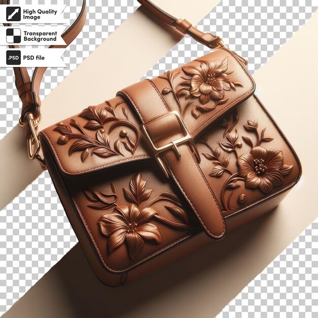 PSD psd leather handbag on transparent background