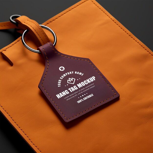 Psd leather tag mockup