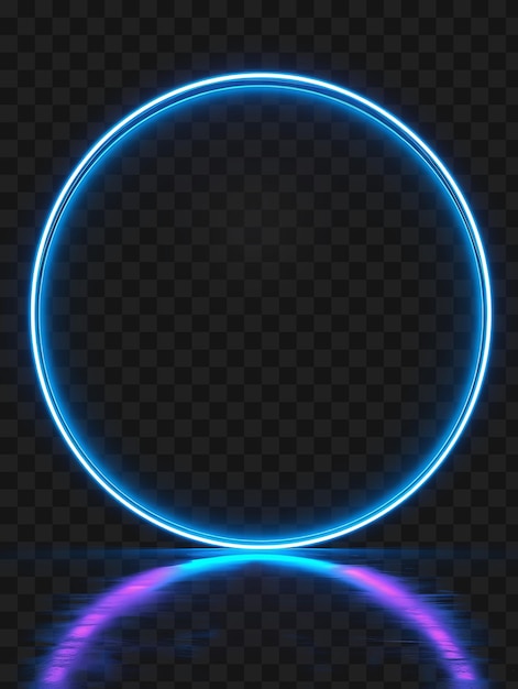 Psd of led infinity mirror sign with a circular board modern frame transparent isolated y2k art