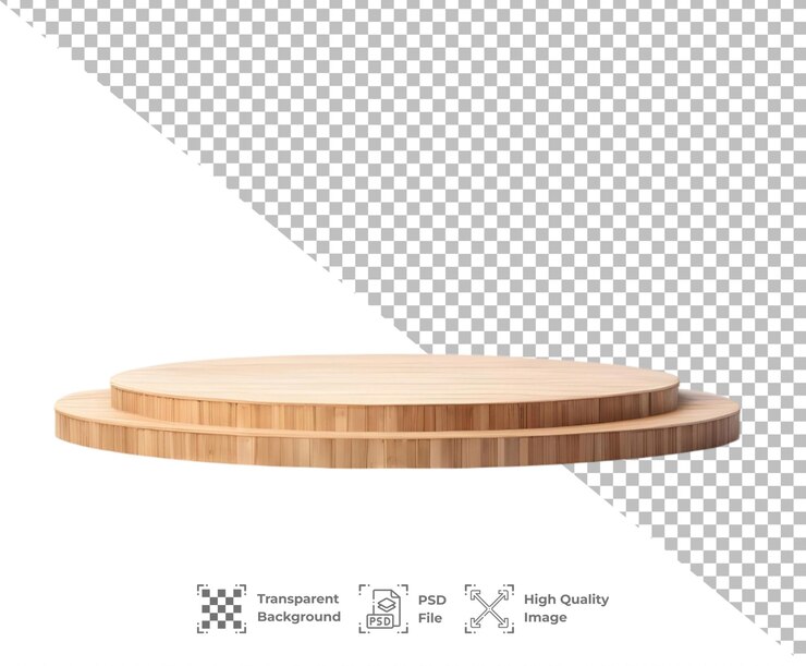 PSD Leeg mooie ronde houten tafel Podium op transparante achtergrond