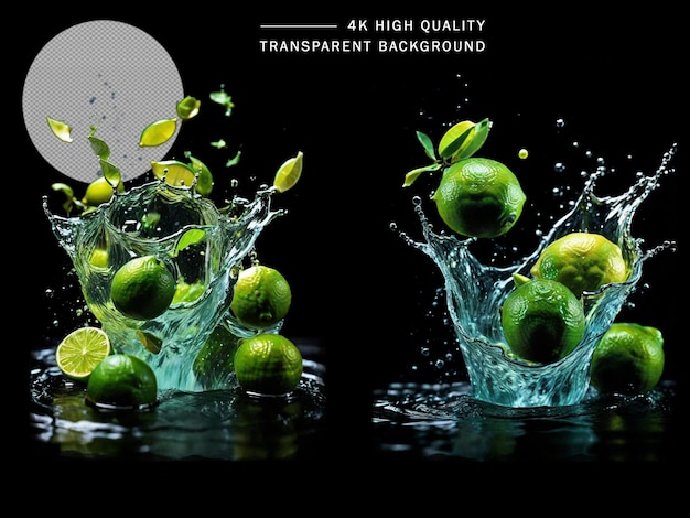 Psd lemon splash sat onhigh quality transparent background