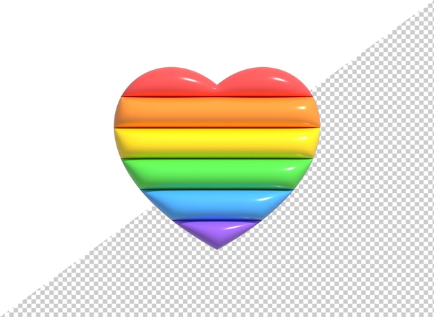 PSD LGBTQ Rainbow Heart komiks bąbelek ikona 3d renderowania ilustracja