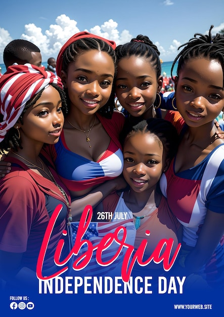 PSD psd liberia onafhankelijkheidsdag viering poster met mensen gekleed in traditionele kleding