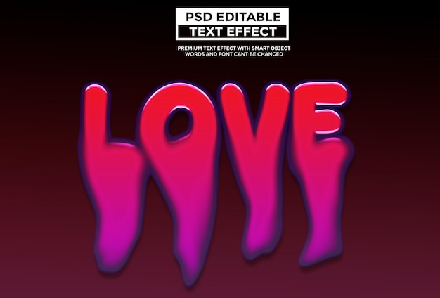 PSD psd liefde vloeistof trend 3d bewerkbare tekst effect stijl