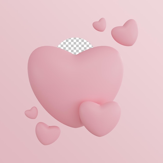 PSD psd liefdeselement met 3d-rendering concept valentijn
