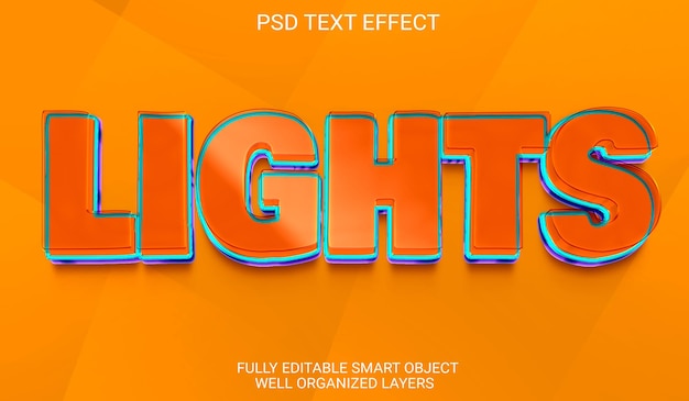 PSD light editable text effect