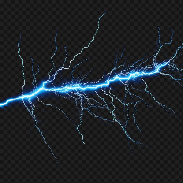 PSD psd of lightning electric blue zigzag neon lines rainclouds zigzag transparent clean glow effects