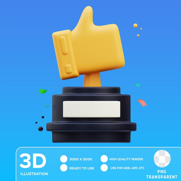 Psd like trophy 3d illustration