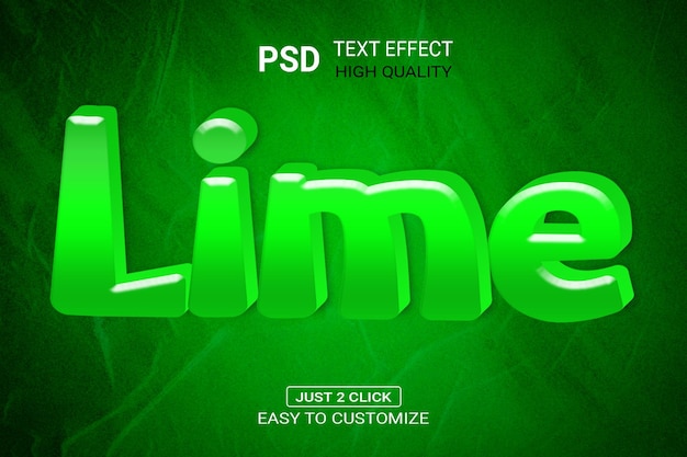 PSD psd lime bewerkbaar teksteffect 3d-stijl3d bewerkbare teksteffectsjabloon