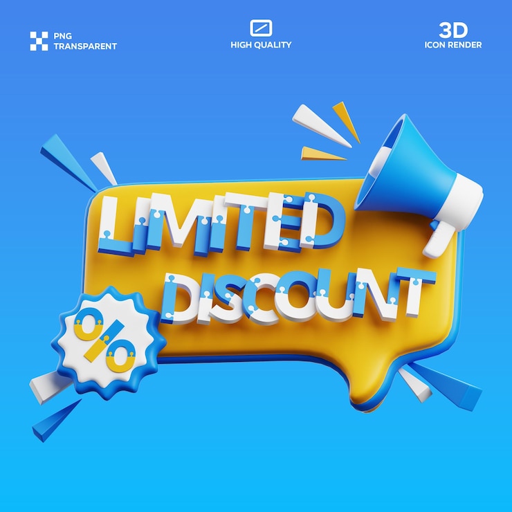 PSD psd ограниченная скидка 3d иллюстрация