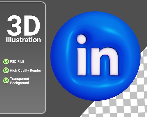 PSD Linked in logo on a realistic 3d circle isolated