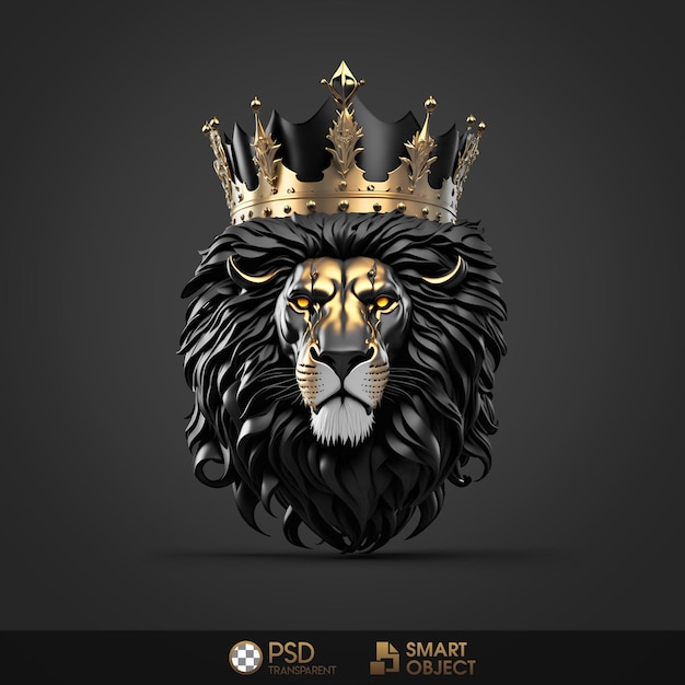 Psd lion head black gold