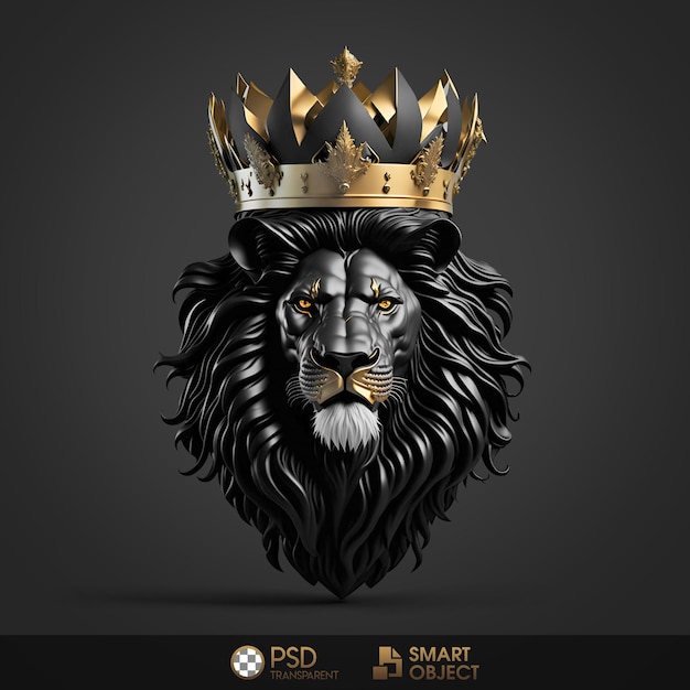 PSD psd lion head black gold