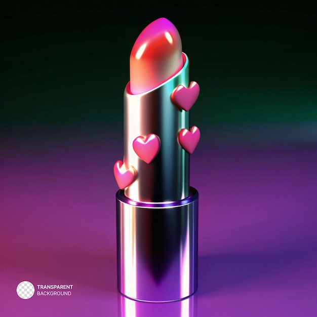 PSD psd lipstick with metallic reflective effect and small red hearts