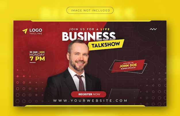 PSD psd live business talkshow creatief web banner sjabloon ontwerp.