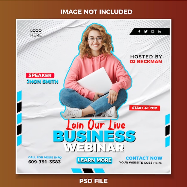 PSD psd live business webinar sociaal media post template