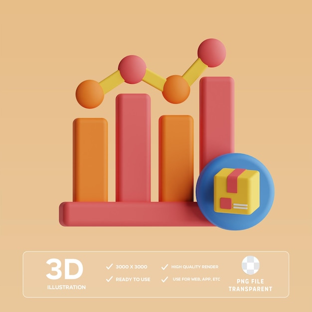 PSD logisitic graph 3D Illustration