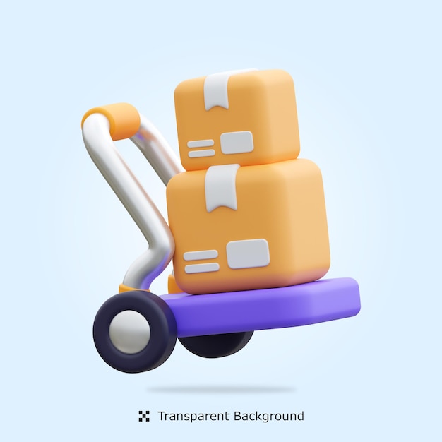 Psd logistic trolley 3d icon