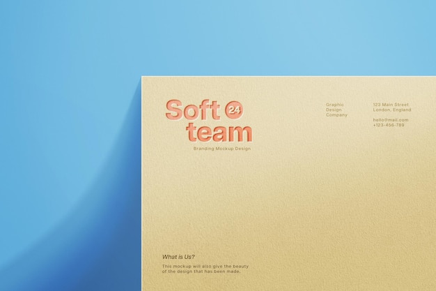 PSD logo merkidentiteit met blauwe achtergrond mockup