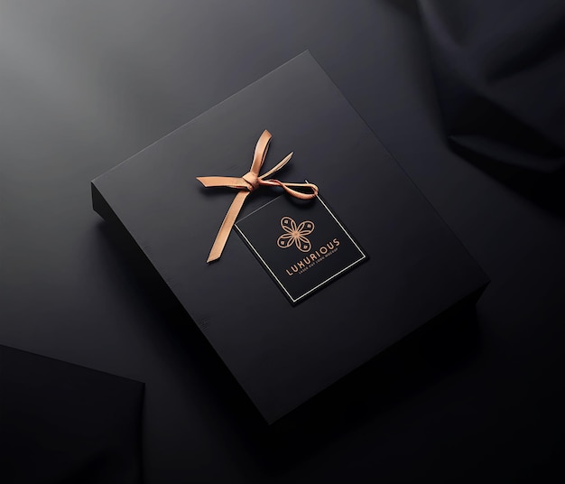 Psd logo mockup on black square box