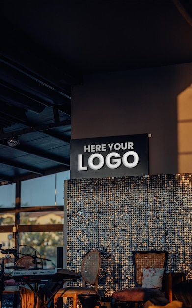 PSD insegna della facciata del ristorante in stile loft con logo psd