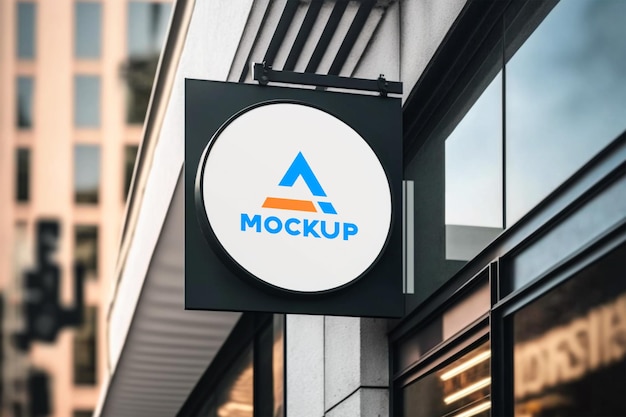 Psd logo mockup modern wit hangbord