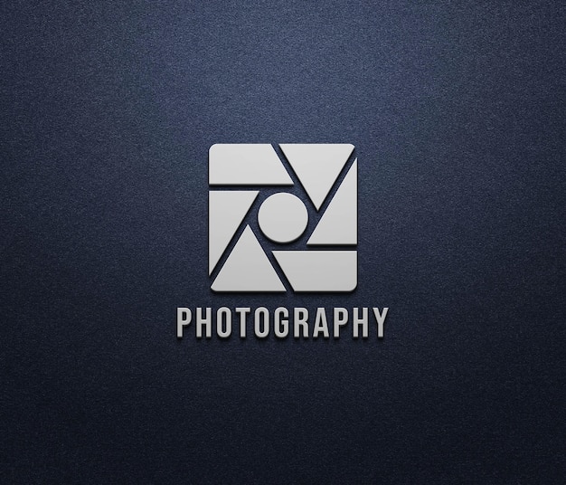 PSD-logo mockup op blauwe muur