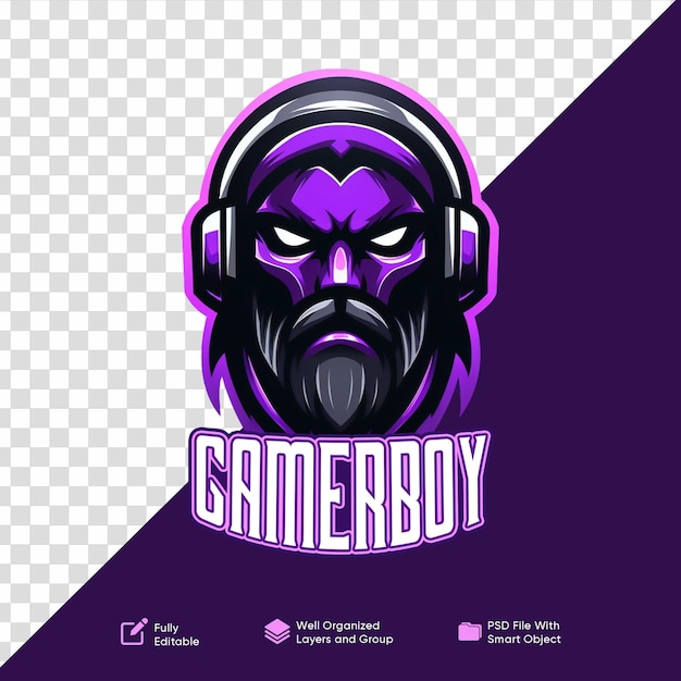 PSD modello di logo psd di un gaming boy