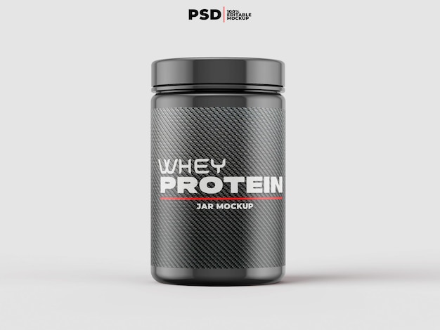 PSD psd long front protein jar design mockup