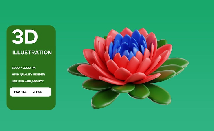 PSD psd 蓮花 3d 插圖