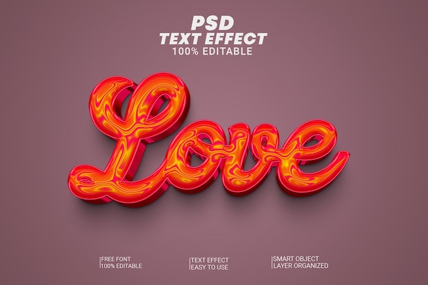 PSD psd love 3d-tekststijleffect