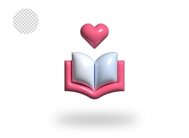 psd love book transparent comic bubble icon 3d render illustration