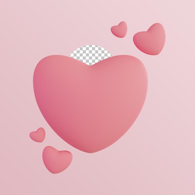 psd love concept valentine with 3d rendering