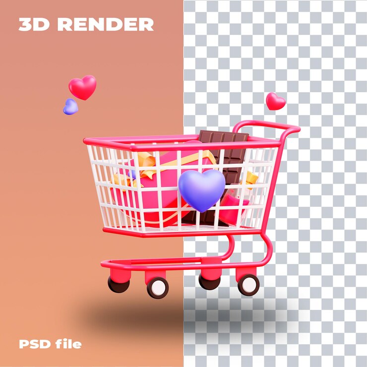 PSD love gifts 3d icon high resolution transparent 3d render valentines day