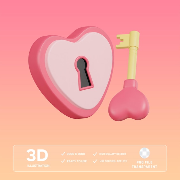 PSD 러브 록 3D 일러스트레이션
