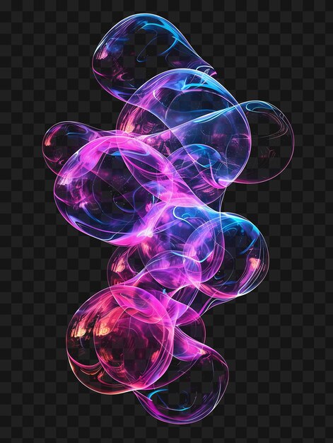 PSD psd of luminous neon bubbles with a transparent texture floating ne neon frame art design template