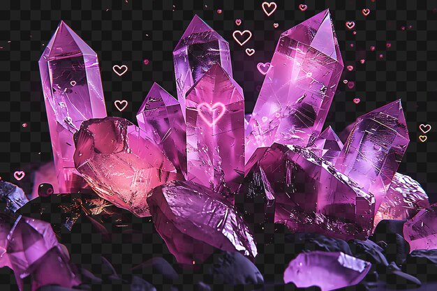 PSD psd luminous transparent rose quartz crystals arranged in a mosa outline collage art frame glass
