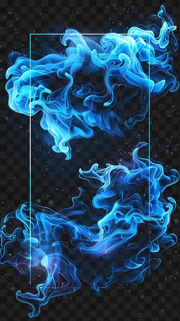 Psd of luminous wave arcane frame with undulating waves and radiant outline neon collage style art