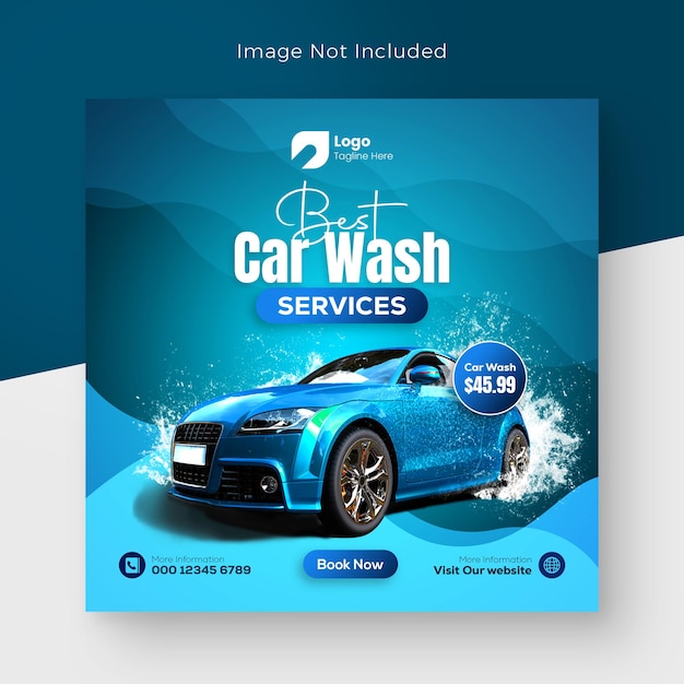 PSD psd luxury car rental promotional banner and car washing service social media post or car promotion