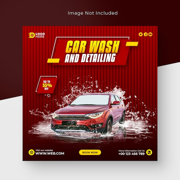 PSD psd luxury car rental promotional banner and car washing service social media post