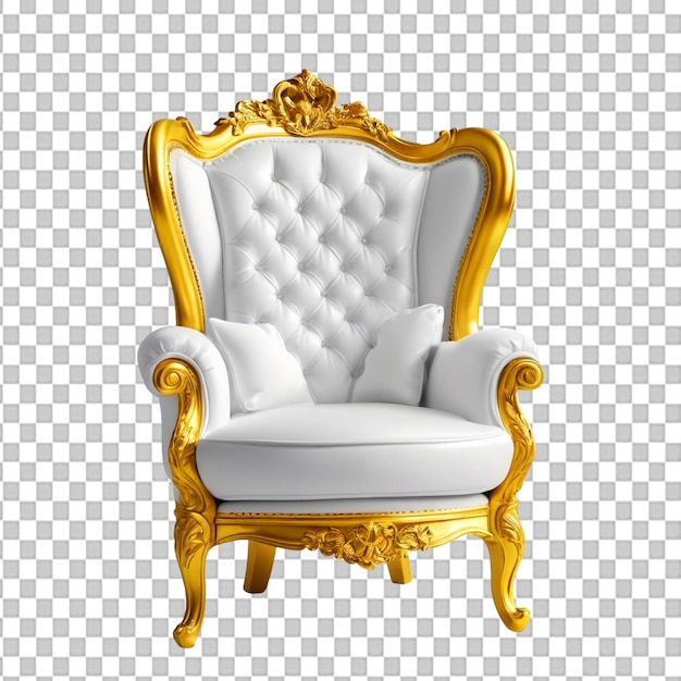 Psd luxury furniture sofa white and golden sofa png isolated on transparent background