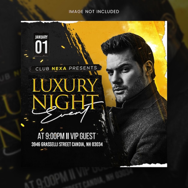 PSD psd luxury night event club dj flyer social media flyer or web banner