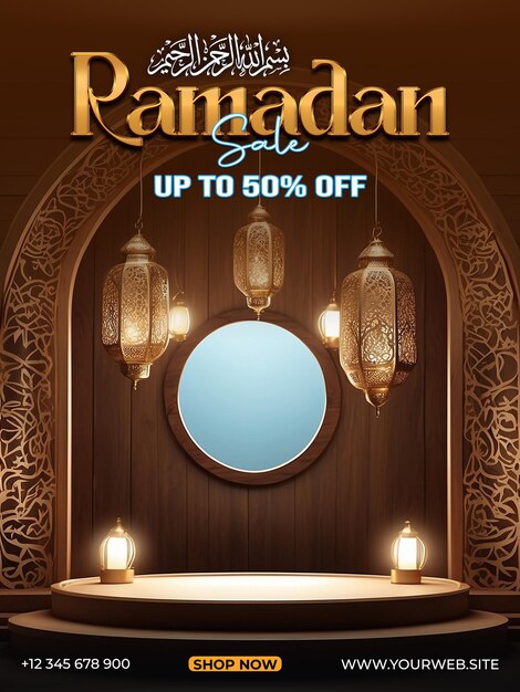 PSD psd luxury ramadan special offer podium product display