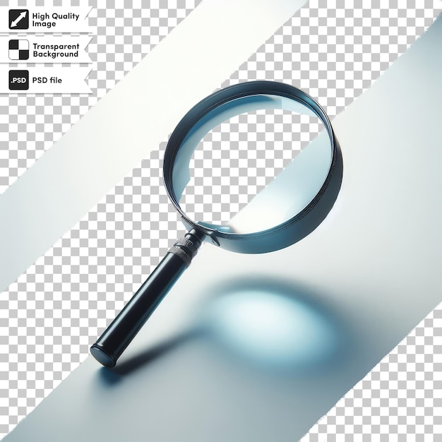 Psd magnifying glass on transparent background with editable mask layer