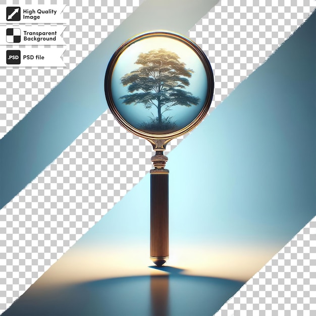 PSD psd magnifying glass on transparent background with editable mask layer