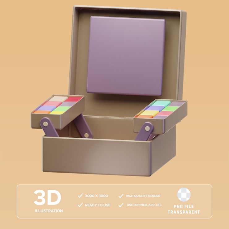 PSD psd makeup box 3d illustration