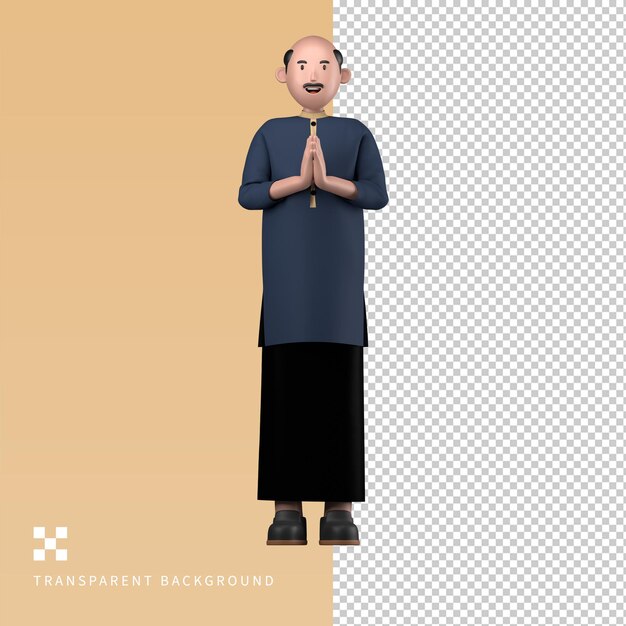 PSD psd male eid mubarak 3d illustration